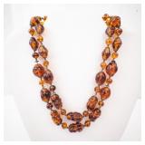 Two-Strand Amber Bead Necklace - Filigree Clasp