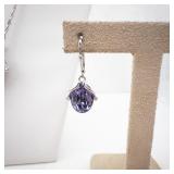 SWAROVSKI Rhodium-Plated Purple Pendant Necklace & Earrings Set