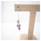 Amethyst Drop Earrings - Sterling Silver Filigree Accents