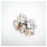 Gorgeous Vintage Rhinestone Buttons - Clear Rectangular Rhinestones - Lot of 6