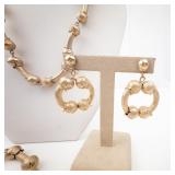 Gold-Tone Beaded Necklace, Bracelet & Hoop Earrings Set