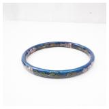 Blue Cloisonne Floral Enamel Bangle Bracelet