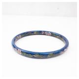 Blue Cloisonne Floral Enamel Bangle Bracelet