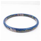Blue Cloisonne Floral Enamel Bangle Bracelet