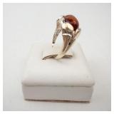 Sterling Silver Amber Ring - Size 5.75