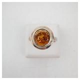 Amber Sterling Silver Ring - Size 7.75