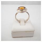 Amber Sterling Silver Ring - Size 7.75