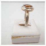 Amber Sterling Silver Ring - Size 7.75