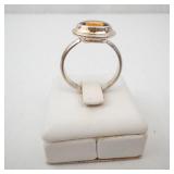 Amber Sterling Silver Ring - Size 7.75