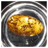 Amber Cabochon Ring - 44.58 Ct Oval 43x25mm - Silver Setting