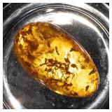 Amber Cabochon Ring - 44.58 Ct Oval 43x25mm - Silver Setting