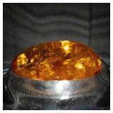 Amber Cabochon Ring - 44.58 Ct Oval 43x25mm - Silver Setting