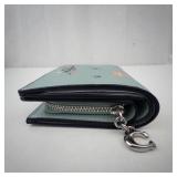 New Coach Floral Print Zip-Around Wallet Light Blue Leather