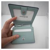 New Coach Floral Print Zip-Around Wallet Light Blue Leather