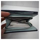 New Coach Floral Print Zip-Around Wallet Light Blue Leather