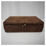 Beaded Brown Evening Clutch with Ball Clasp - Vintage Beadwork Purse. Includes Mini Vintage Comb