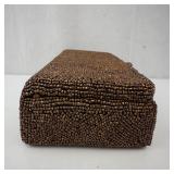 Beaded Brown Evening Clutch with Ball Clasp - Vintage Beadwork Purse. Includes Mini Vintage Comb