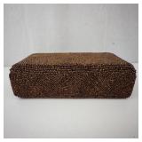 Beaded Brown Evening Clutch with Ball Clasp - Vintage Beadwork Purse. Includes Mini Vintage Comb