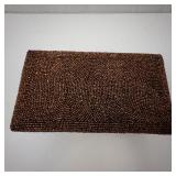 Beaded Brown Evening Clutch with Ball Clasp - Vintage Beadwork Purse. Includes Mini Vintage Comb