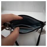 Coach Signature Monogram Wristlet - Black/Beige Fabric, Teal Interior