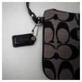 Coach Signature Wristlet - Monogram Canvas with Black Leather Trim