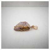 Lavender Agate Wire-Wrapped Pendant - Gold-Tone Wire