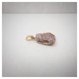 Lavender Agate Wire-Wrapped Pendant - Gold-Tone Wire