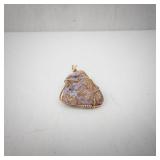 Lavender Agate Wire-Wrapped Pendant - Gold-Tone Wire