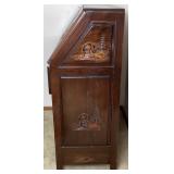 Asian Carved 5 Drawer Secretary Desk