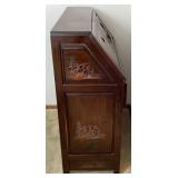 Asian Carved 5 Drawer Secretary Desk
