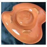 MCM Orange & Green Drip Glaze Ceramic Ashtrays by California Pottery