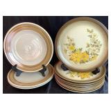 Vintage Tableware Plate Collections - Mikasa Dura Stone Brown Bark & Wallace Heritage Painted Desert Collection Summer Morn