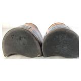 Ken Jensen Raku Pottery Interlocking  Lidded Jars, Butler Crumb Scraper and Hand Carved Wooden Statue of Chinese Scholar