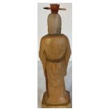 Ken Jensen Raku Pottery Interlocking  Lidded Jars, Butler Crumb Scraper and Hand Carved Wooden Statue of Chinese Scholar