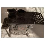 Cast Iron Bundle - Cast Iron Matchstick Holder, Crescent Miniature Stove and Cast Iron Sad Iron Cathedral Trivets