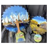 Handpainted Sawblades and Paintbrush