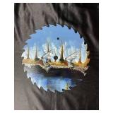 Handpainted Sawblades and Paintbrush