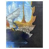 Handpainted Sawblades and Paintbrush