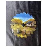 Handpainted Sawblades and Paintbrush