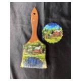 Handpainted Sawblades and Paintbrush