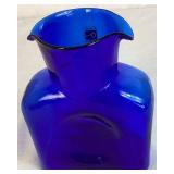 Vintage Blenko #384 Cobalt Blue Double Spout Water Bottle
