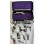 Vintage Greist Sewing Machine Attachments in Original Tin