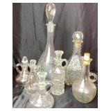 Collection of 2 Decanters and 5 Cruets with Stoppers