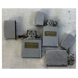 Vintage Lighter Sets -5  Zippo Lighters, Kemco "Four Aces" Bottle Lighter and 1 Baldwin American VIP Lighter