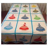 Handmade Oversized Queen Size Sunbonnet Sue Quilt -Double Sided