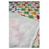 Handmade Twin Size Light Green Patchwork Star Quilt