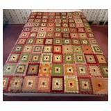 Handmade Twin Size Red Squares Patchwork Quilt