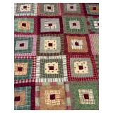 Handmade Twin Size Red Squares Patchwork Quilt