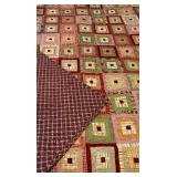 Handmade Twin Size Red Squares Patchwork Quilt