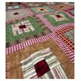 Handmade Twin Size Red Squares Patchwork Quilt
